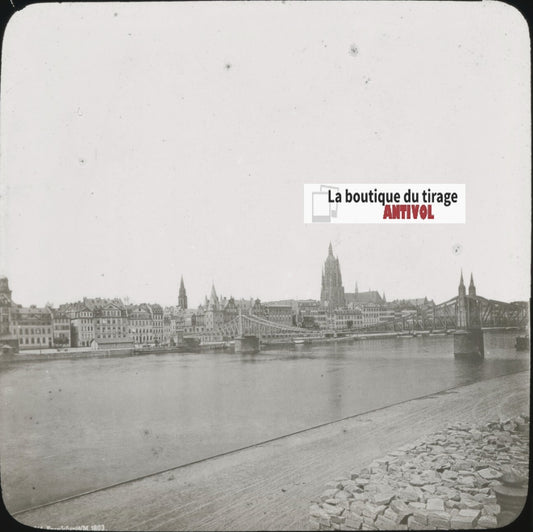 Francfort-sur-le-Main, Allemagne, photo plaque verre, positif 8,5x10 cm