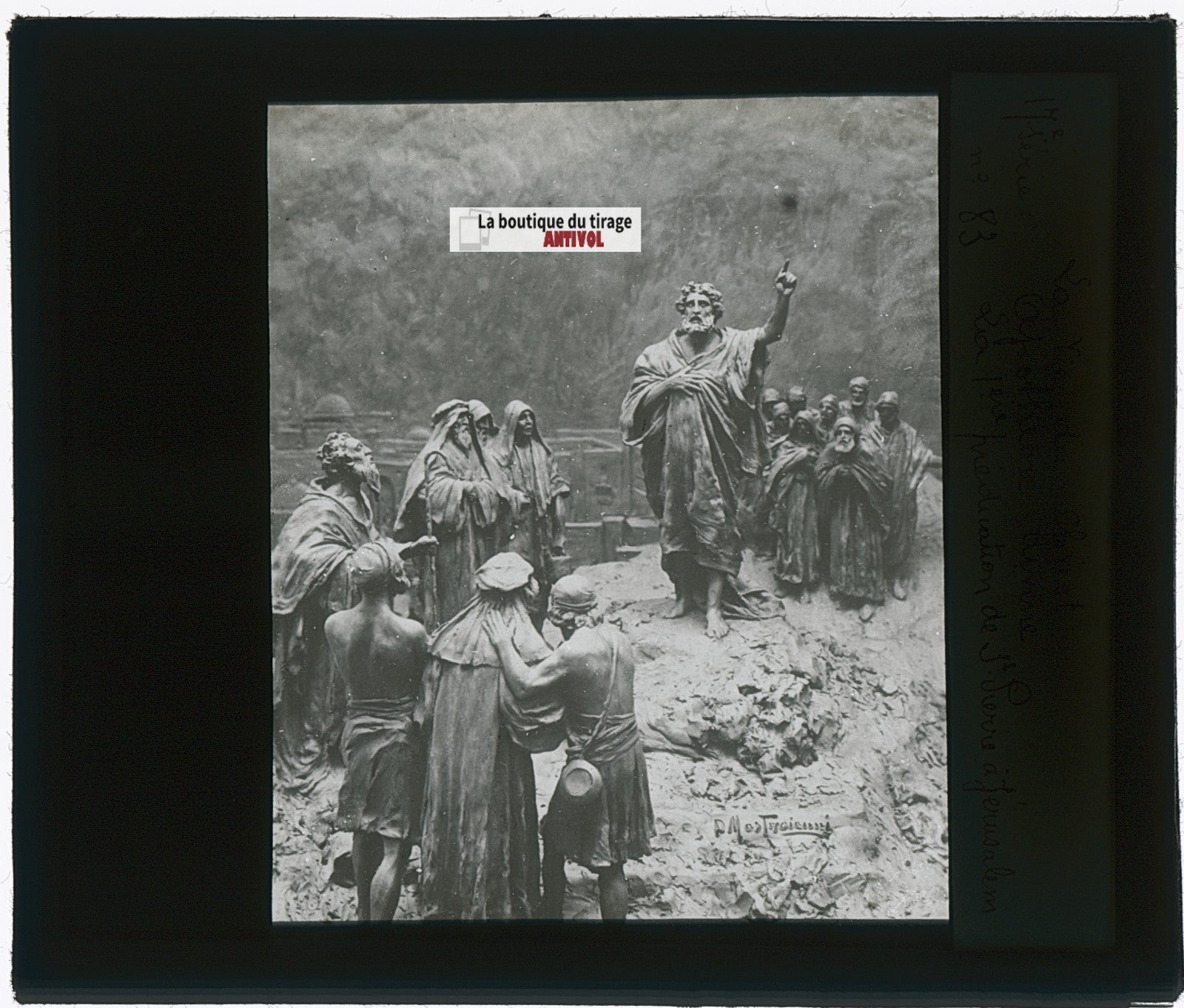 Saint Pierre à Jérusalem, photo ancienne plaque verre, noir & blanc, 8,5x10 cm