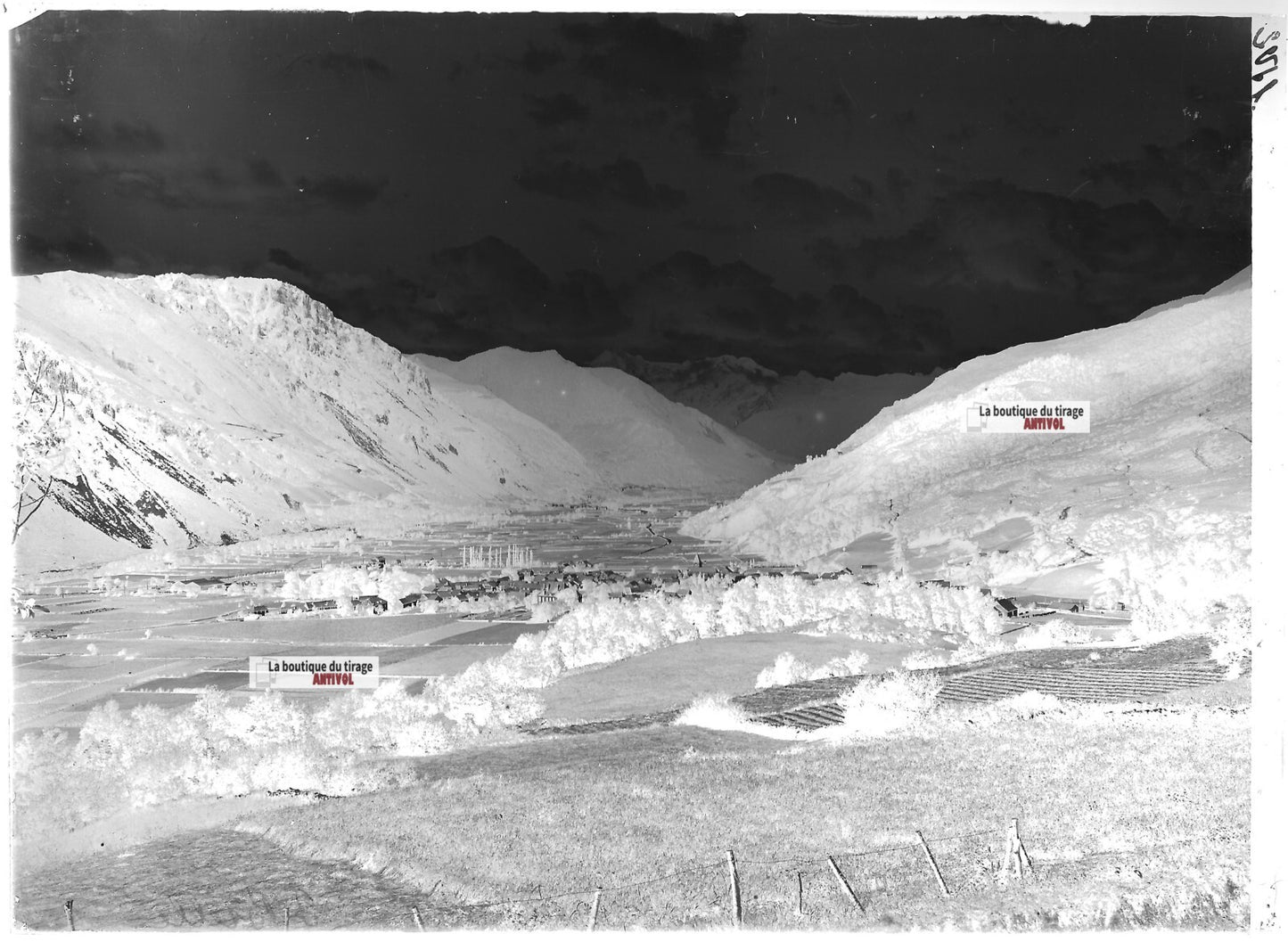 Plaque verre photo ancienne négatif noir et blanc 13x18 cm Bielle France