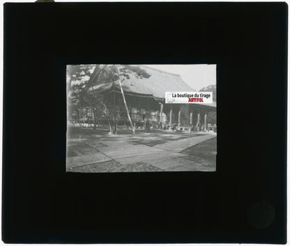 Kyoto Japon, Chionin Temple, photo plaque verre, noir & blanc, positif 8,5x10 cm