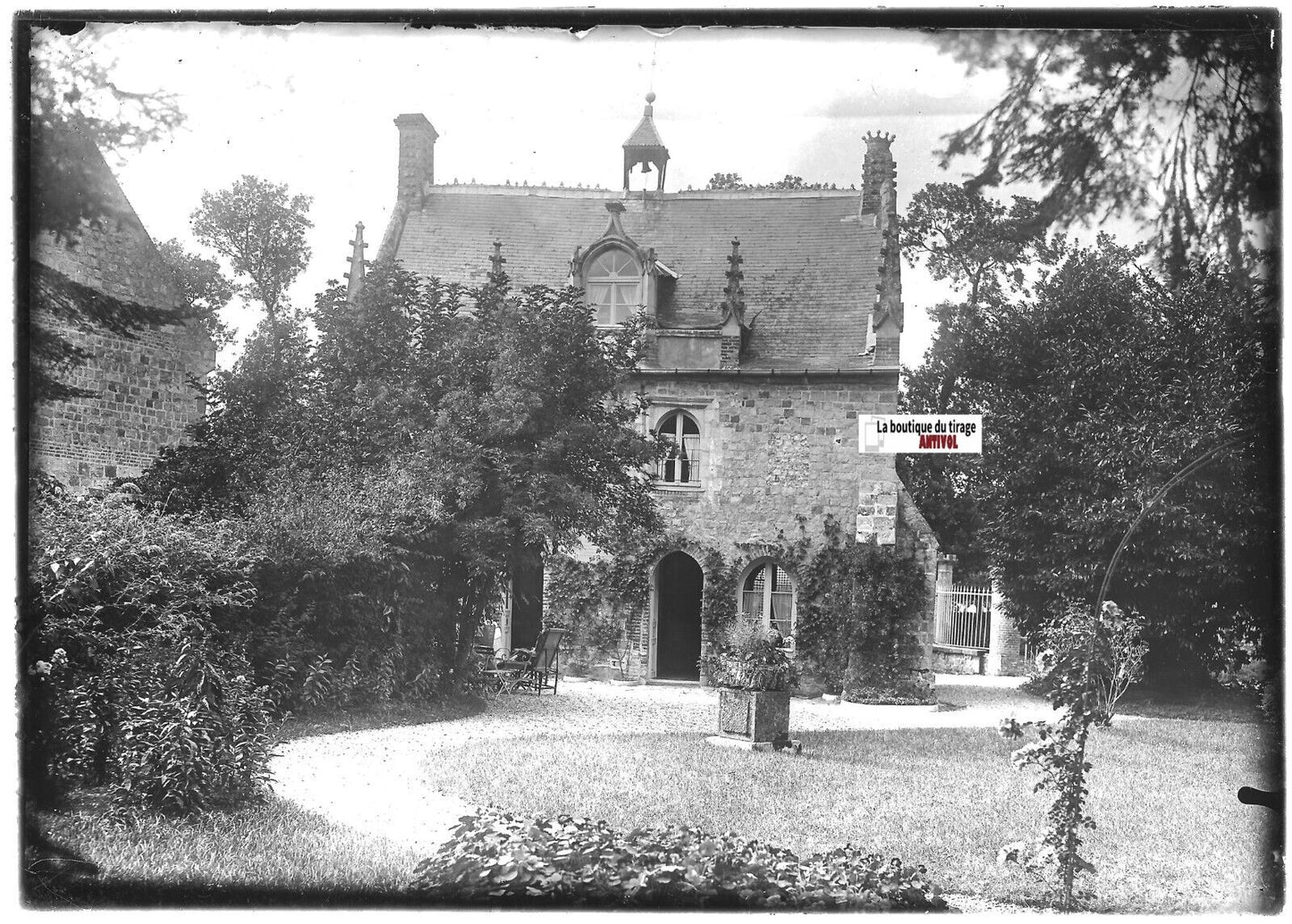 Plaque verre photo ancienne positif noir et blanc 13x18 cm Manneville-és-Plains