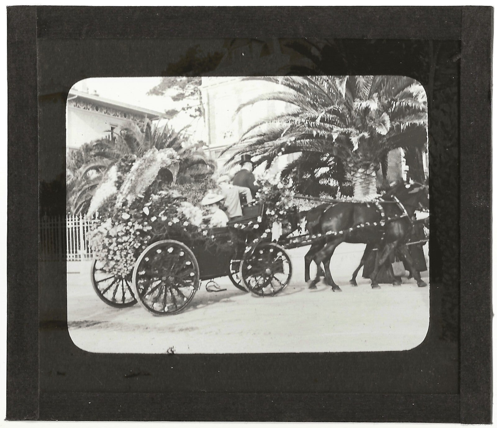 Carnaval de Nice, France, photo ancienne plaque de verre, positif 8,5x10 cm