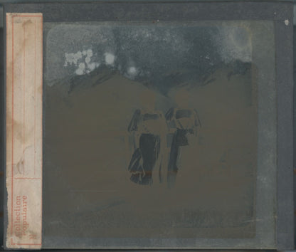 Alpes suisses, femmes, photo ancienne plaque verre, sépia, 8,5x10 cm