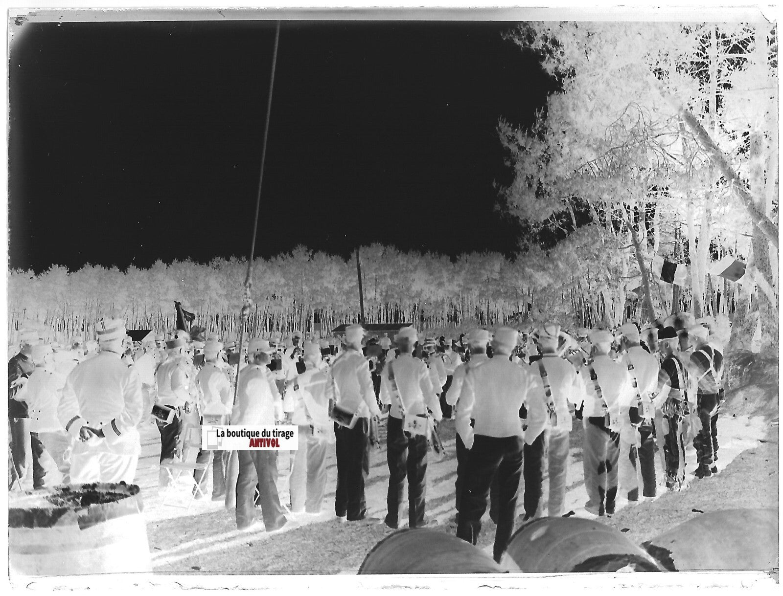 Camp militaire Meucon, Plaque verre photo ancienne, négatif noir & blanc 9x12 cm