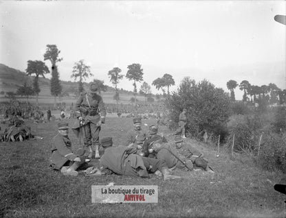 Mailly, camp la Grand'Halte, plaque verre, photo ancienne, négatif 9x12 cm