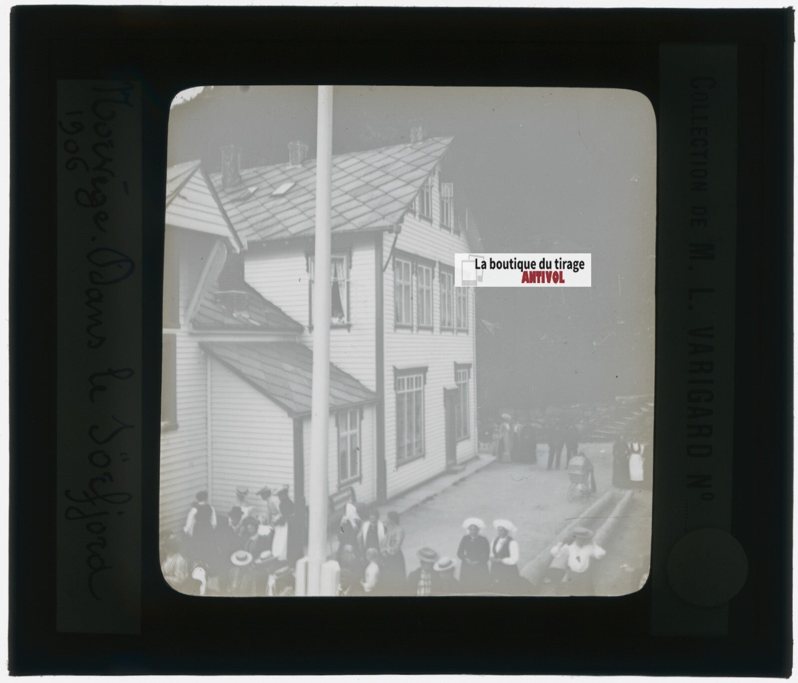 Sognefjord, Norvège, photo plaque de verre, noir & blanc, positif 8,5x10 cm