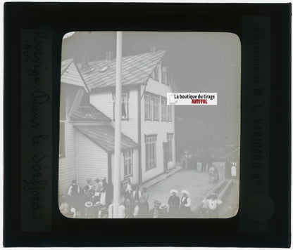 Sognefjord, Norvège, photo plaque de verre, noir & blanc, positif 8,5x10 cm