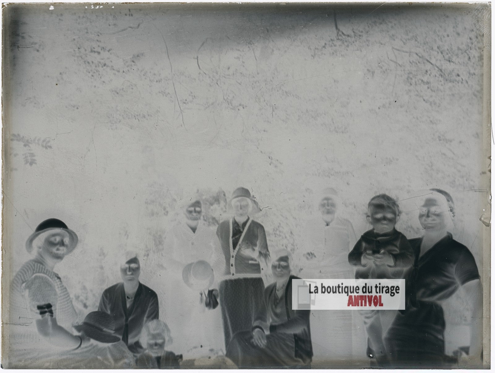 Femmes et enfants, famille, plaque verre photo ancienne, négatif 9x12 cm