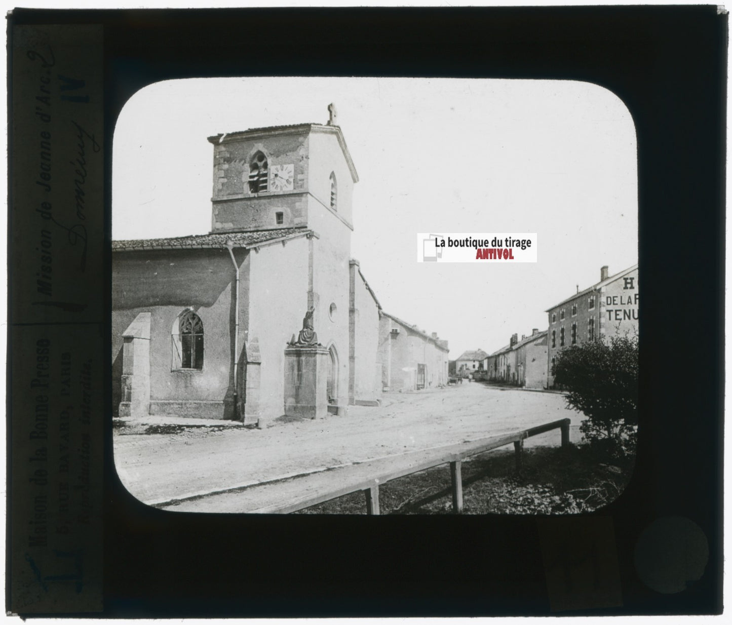 Domrémy-la-Pucelle, photo plaque verre, noir & blanc, positif 8,5x10 cm