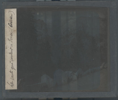 Route de montagne, photo ancienne plaque verre, noir & blanc, positif 8,5x10 cm