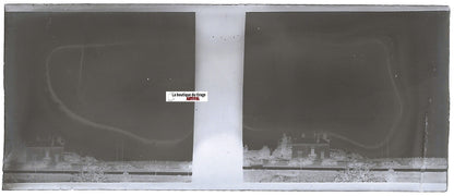 Maison, Plaque verre photo stéréoscopique, négatif noir & blanc 4,5x10,7 cm