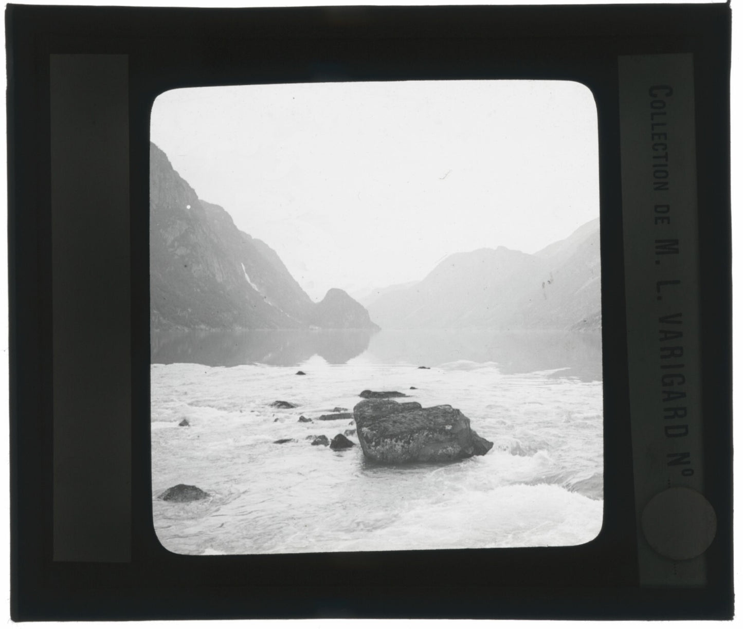Paysage Norvège, Fjord de Hardanger, photo plaque de verre, positif 8,5x10 cm