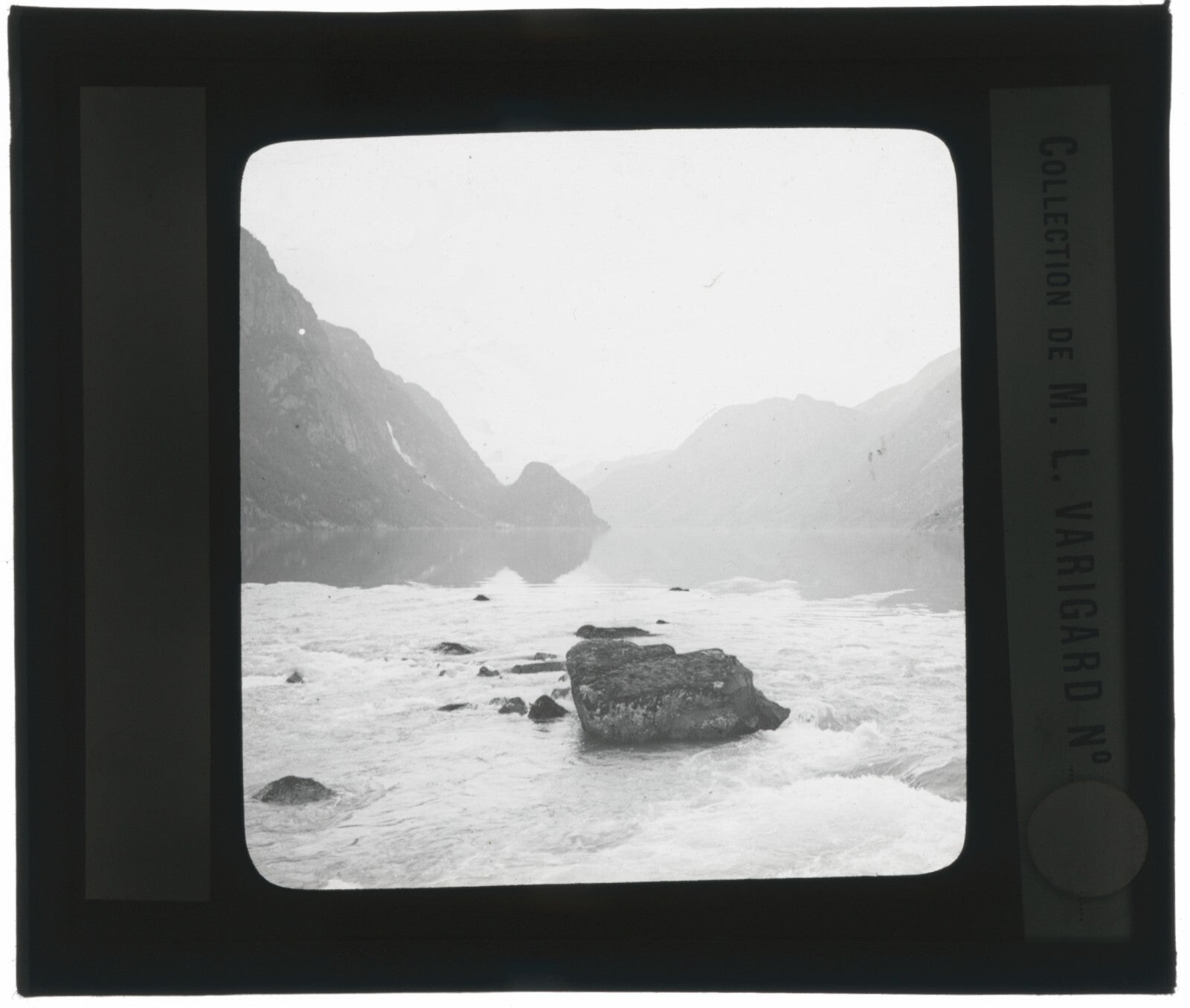 Paysage Norvège, Fjord de Hardanger, photo plaque de verre, positif 8,5x10 cm