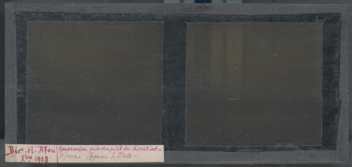 Paysage, Bir el Afou, Tunisie 1908, plaque verre stéréoscopique, positif 7x15 cm