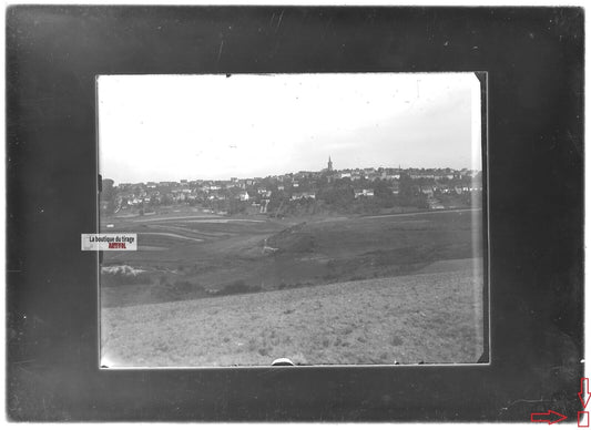 Plaque verre photo ancienne positif noir et blanc 13x18 cm village campagne