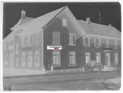 Oberschaeffolsheim, école, Plaque verre photo, négatif noir & blanc 9x12 cm