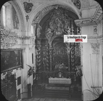 Hôpital de la Charité, Séville, Espagne, photo plaque verre, positif 8,5x10 cm