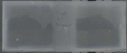 Phare, Cap Saint-Vincent, Plaque verre stéréo, positif noir & blanc 4,5x10,7 cm