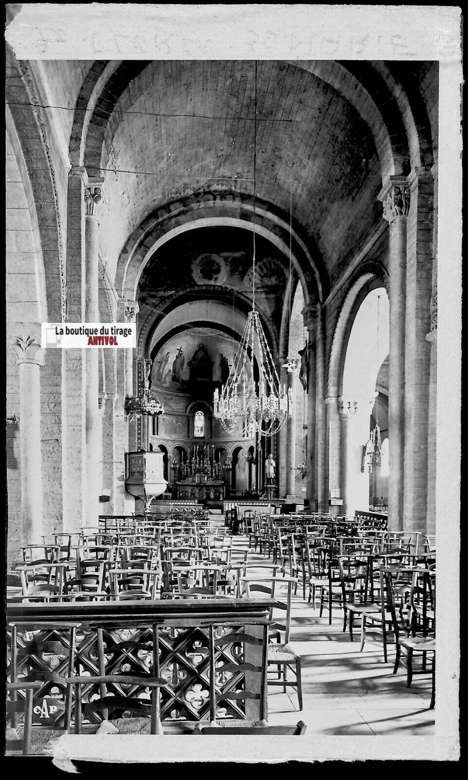 Plaque verre photo négatif noir & blanc 9x14 cm Oloron-Sainte-Marie, église