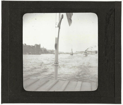 Stockholm, Suède, bateaux, photo ancienne plaque verre, positif 8,5x10 cm