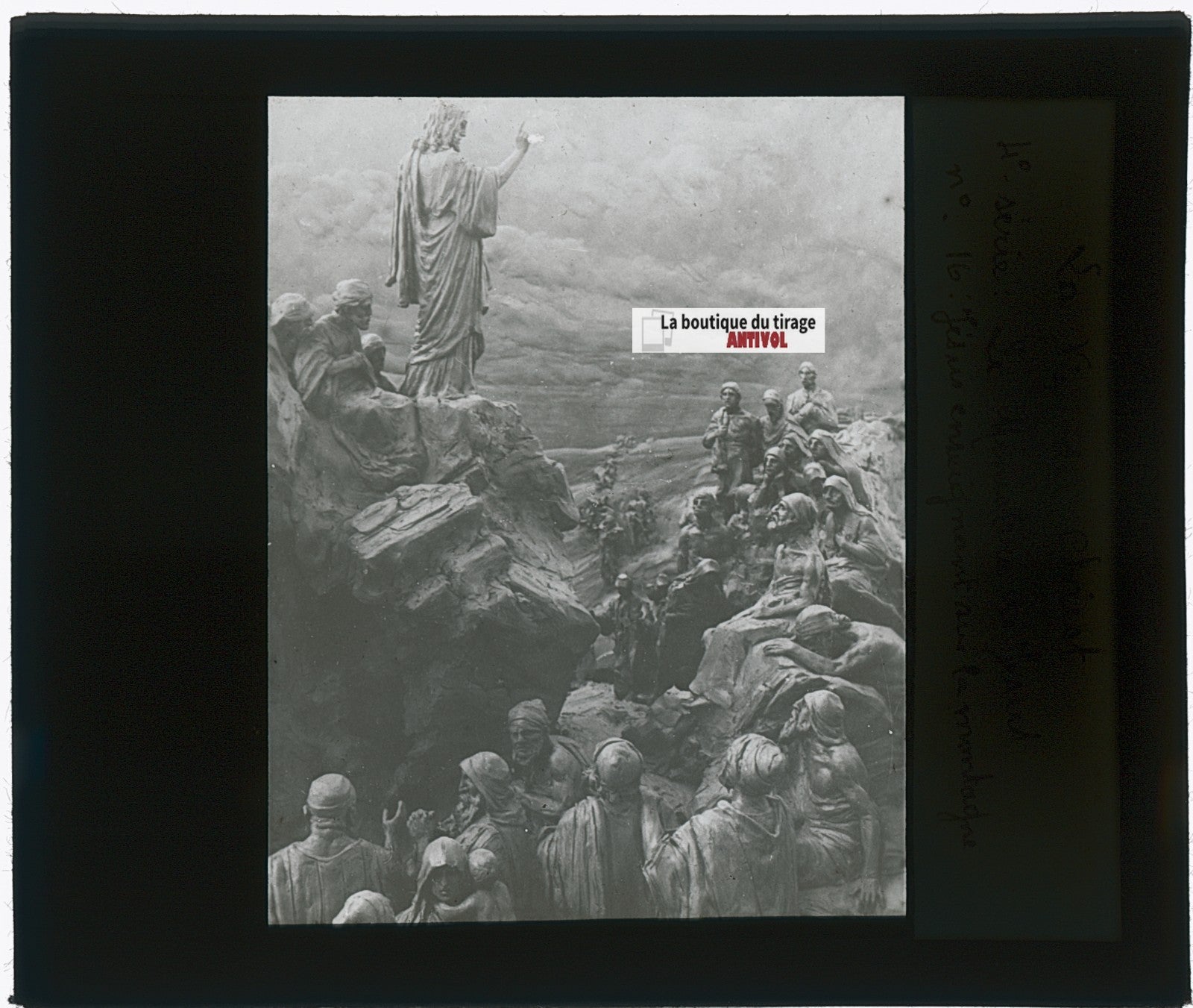 Jésus enseignant, photo plaque verre, noir & blanc, positif 8,5x10 cm
