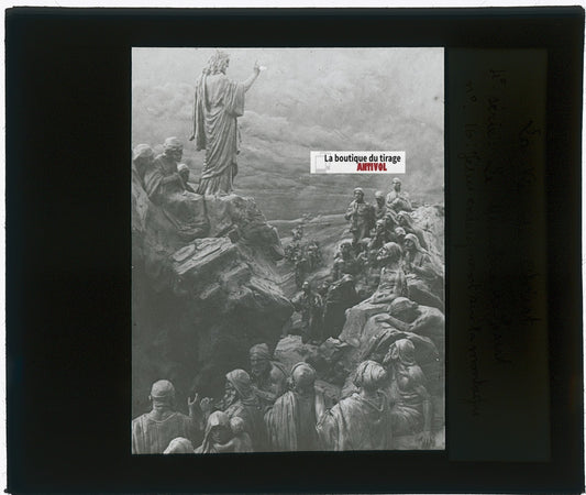 Jésus enseignant, photo plaque verre, noir & blanc, positif 8,5x10 cm