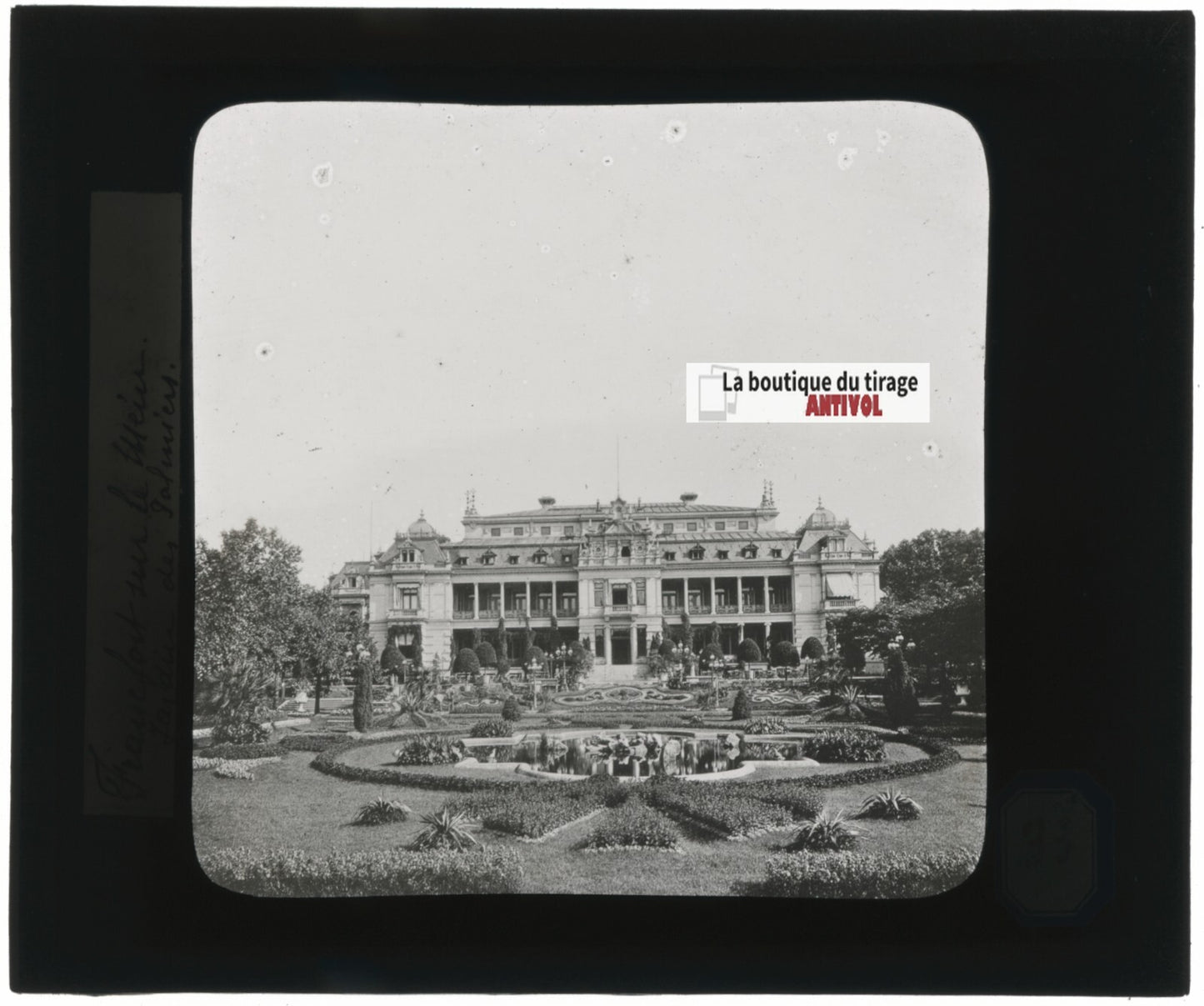 Jardin des plantes, Francfort, Allemagne, photo plaque verre, positif 8,5x10 cm