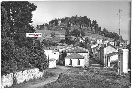 Mauzun, Auvergne, Plaque verre photo ancienne, positif noir & blanc 10x15 cm