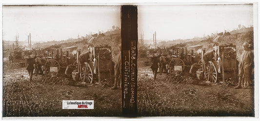 Curlu, Somme, WW1 guerre, plaque verre, photo ancienne stéréoscopie 6x13 cm