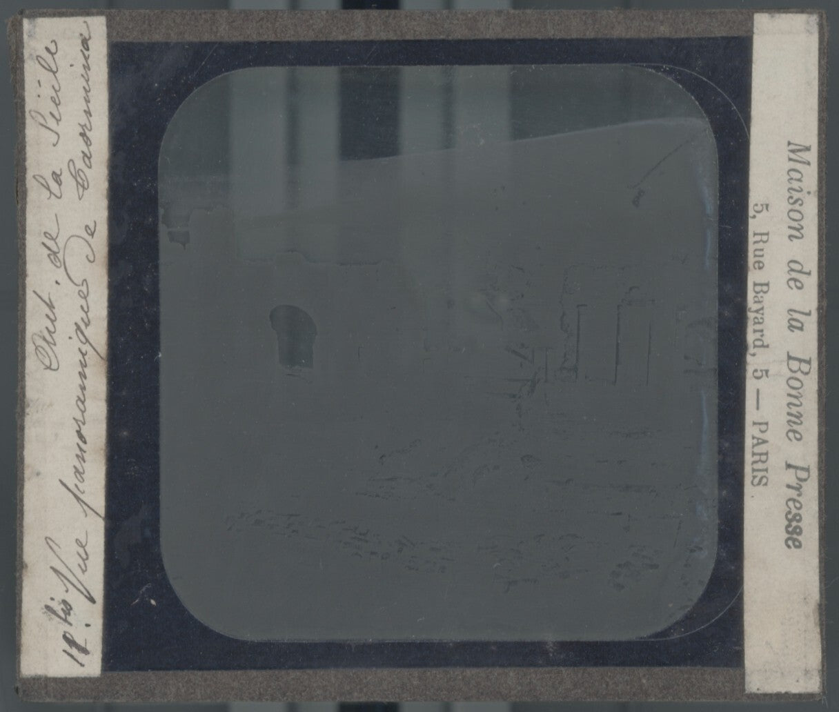 Théâtre de Taormine, Italie, photo plaque verre, noir & blanc, positif 8,5x10 cm