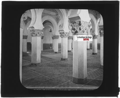 Synagogue Santa María La Blanca, photo plaque de verre, positif 8,5x10 cm