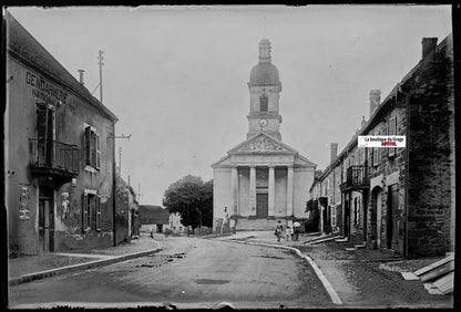 Mont-sous-Vaudrey gendarmerie, Plaque verre photo, négatif noir & blanc 10x15 cm