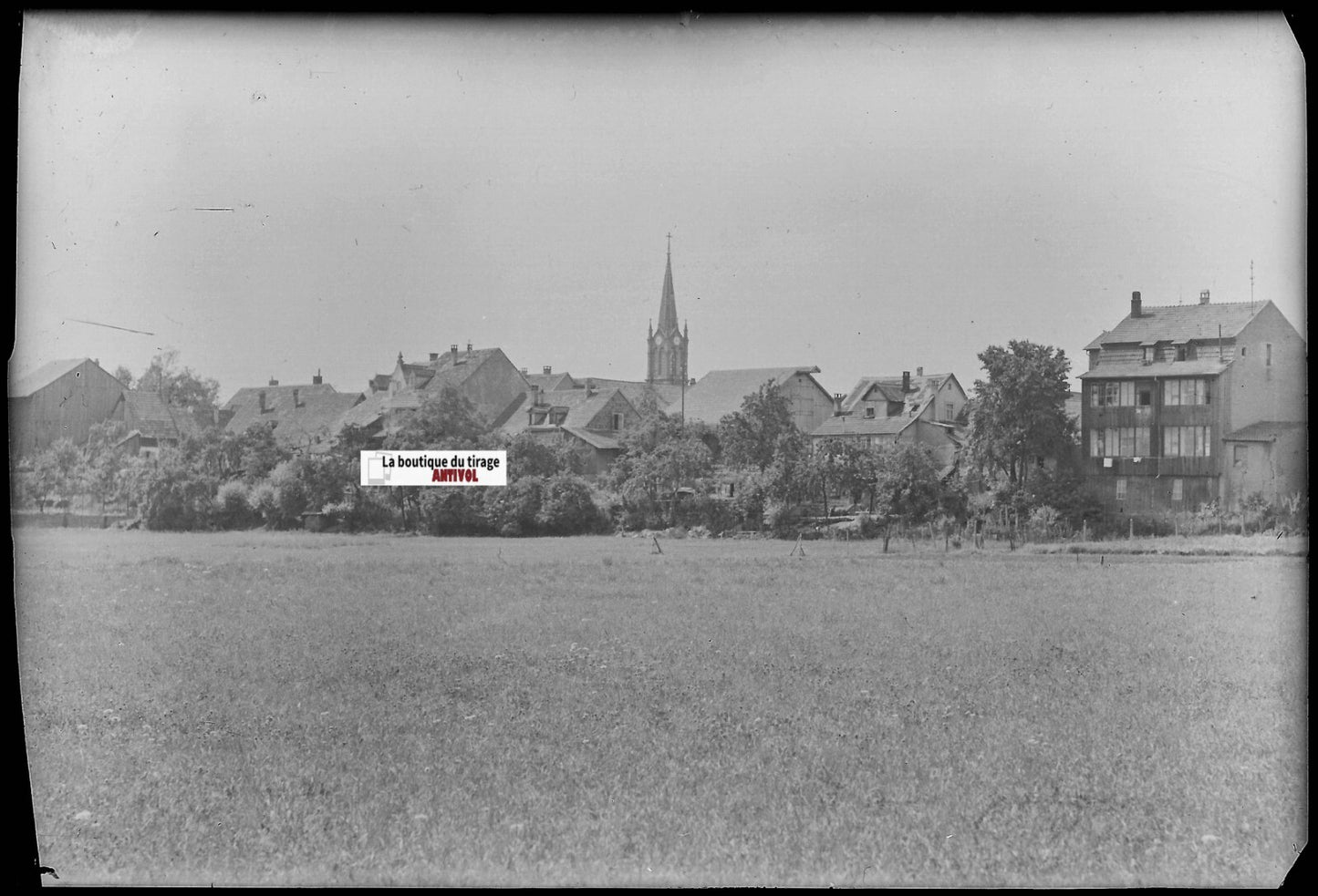 Niffer village, Plaque verre photo ancienne, négatif noir & blanc 10x15 cm