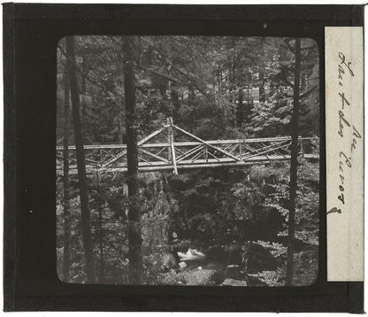 Saut des Cuves, pont en bois, photo ancienne plaque de verre, positif 8,5x10 cm