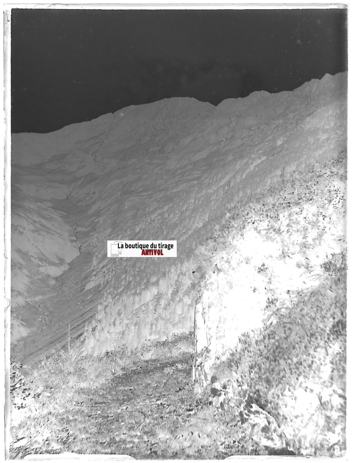 Montagne Pyrénées, Plaque verre photo ancienne, négatif noir & blanc 9x12 cm