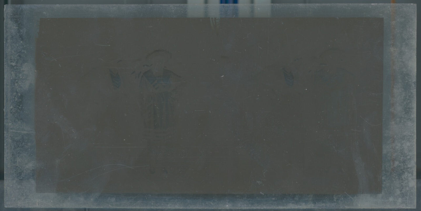 Scène de vie, Longchamp, Paris, plaque verre stéréoscopique, positif 8,5x17 cm