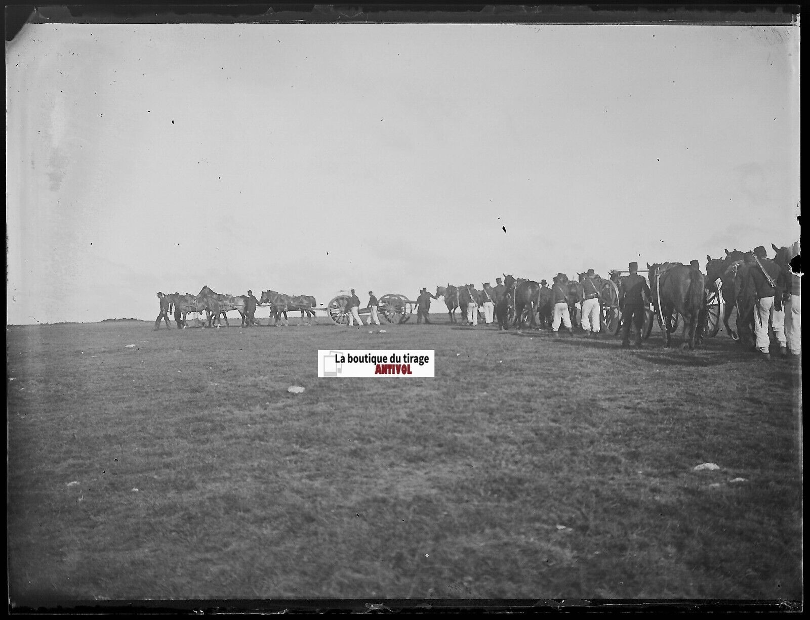 Camp militaire Meucon, Plaque verre photo ancienne, négatif noir & blanc 9x12 cm