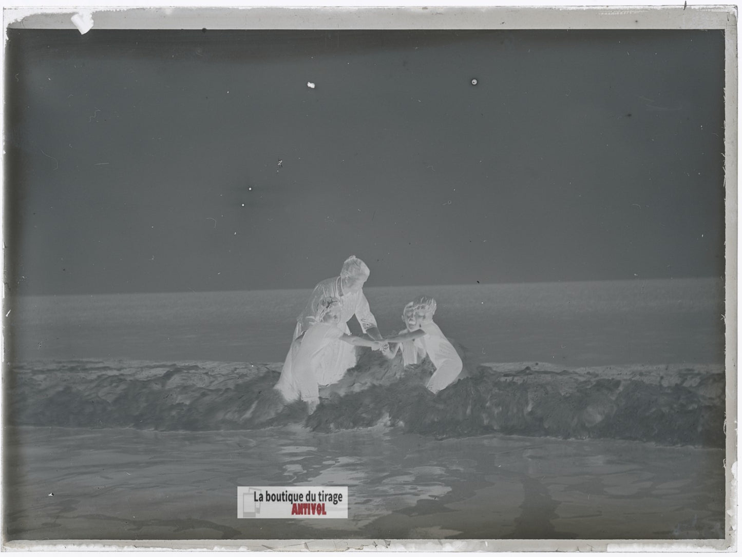 Berck-sur-Mer, bains de mer, plaque de verre photo ancienne, négatif 9x12 cm