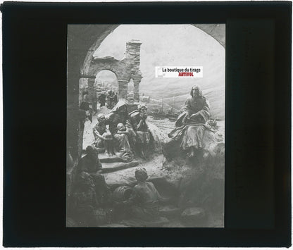 La Vie du Christ, photo plaque verre, noir & blanc, positif 8,5x10 cm