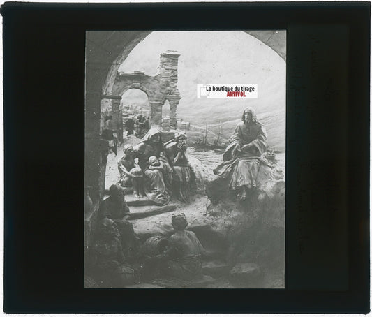 La Vie du Christ, photo plaque verre, noir & blanc, positif 8,5x10 cm