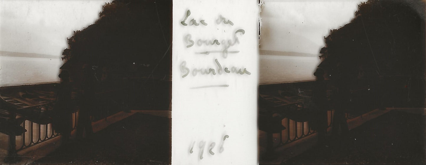 Bourdeau Bourget, Plaque verre photo stéréo, positif noir & blanc 4,5x10,7 cm