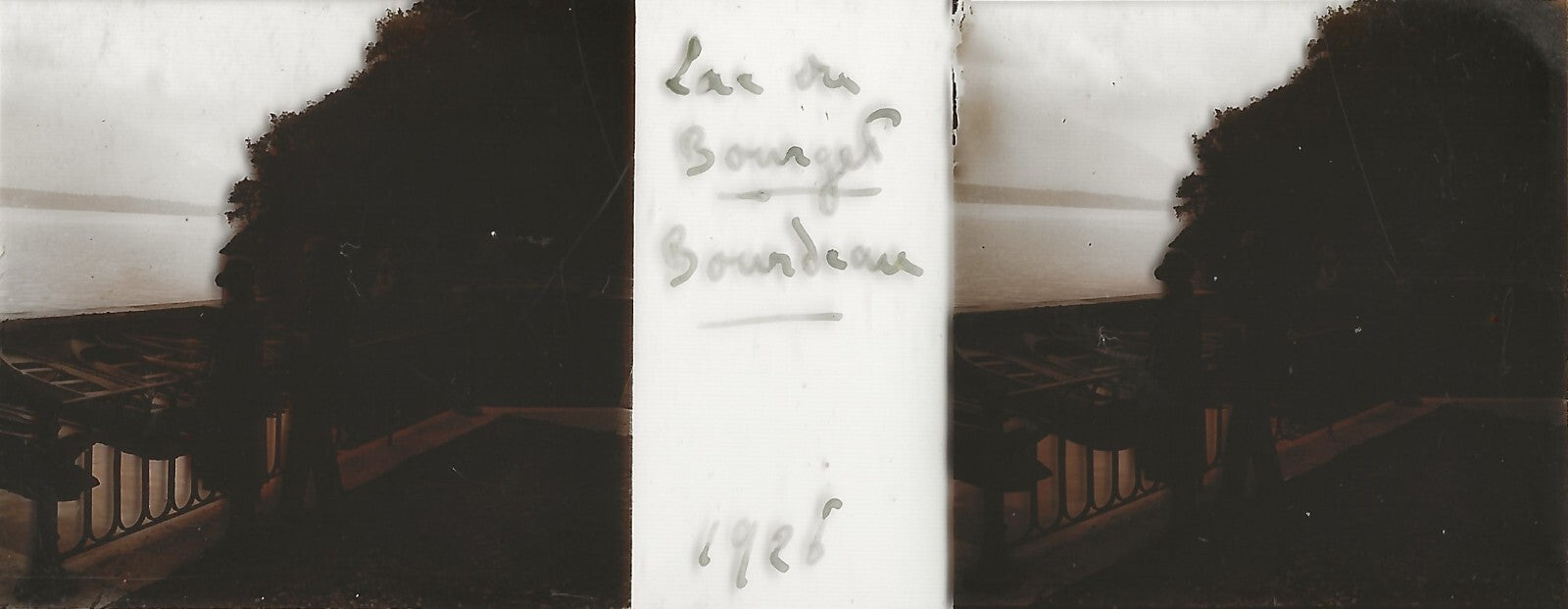 Bourdeau Bourget, Plaque verre photo stéréo, positif noir & blanc 4,5x10,7 cm
