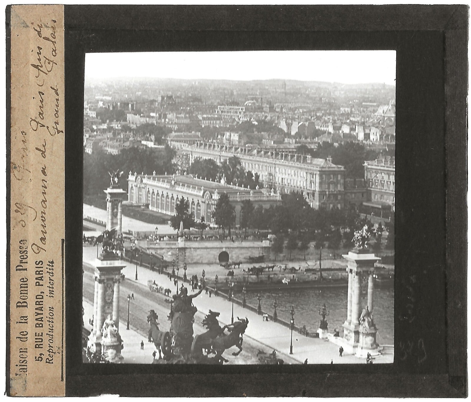 Panorama de Paris, France, photo ancienne plaque de verre, positif 8,5x10 cm