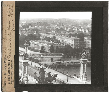 Panorama de Paris, France, photo ancienne plaque de verre, positif 8,5x10 cm