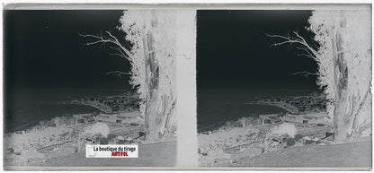 Algérie, Alger mer, plaque verre, photo stéréo, négatif N&B 6x13 cm