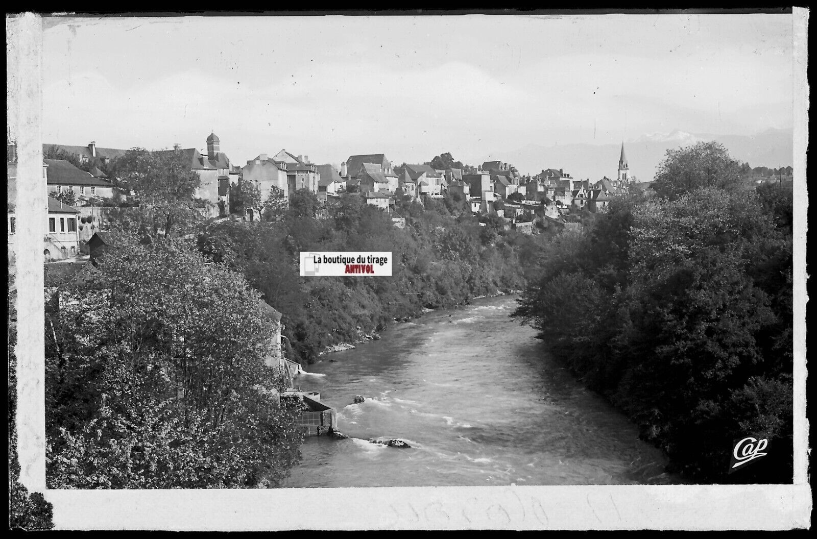 Plaque verre photo vintage négatif noir & blanc 9x14 cm Oloron-Sainte-Marie