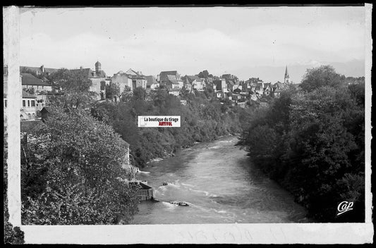 Plaque verre photo vintage négatif noir & blanc 9x14 cm Oloron-Sainte-Marie