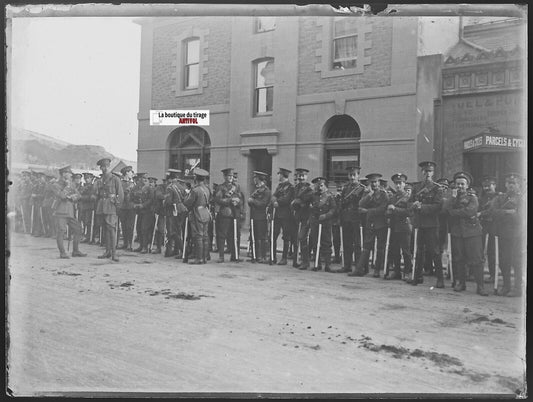 Jersey, Guernesey, militaires, Plaque verre photo, négatif noir & blanc 9x12 cm