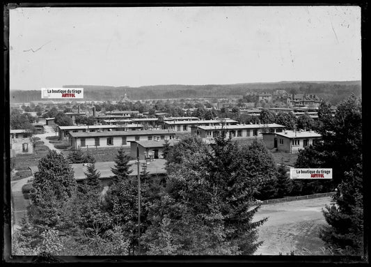 Plaque verre photo ancienne négatif noir et blanc 13x18 cm camp militaire Bitche