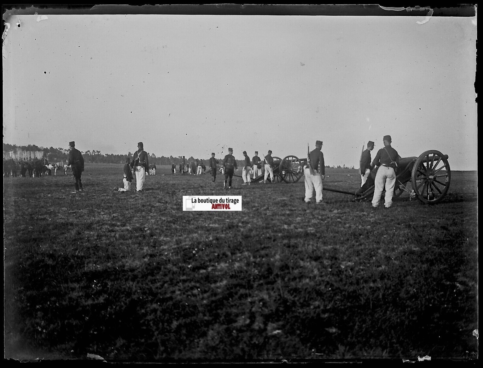 Camp militaire Meucon, Plaque verre photo ancienne, négatif noir & blanc 9x12 cm